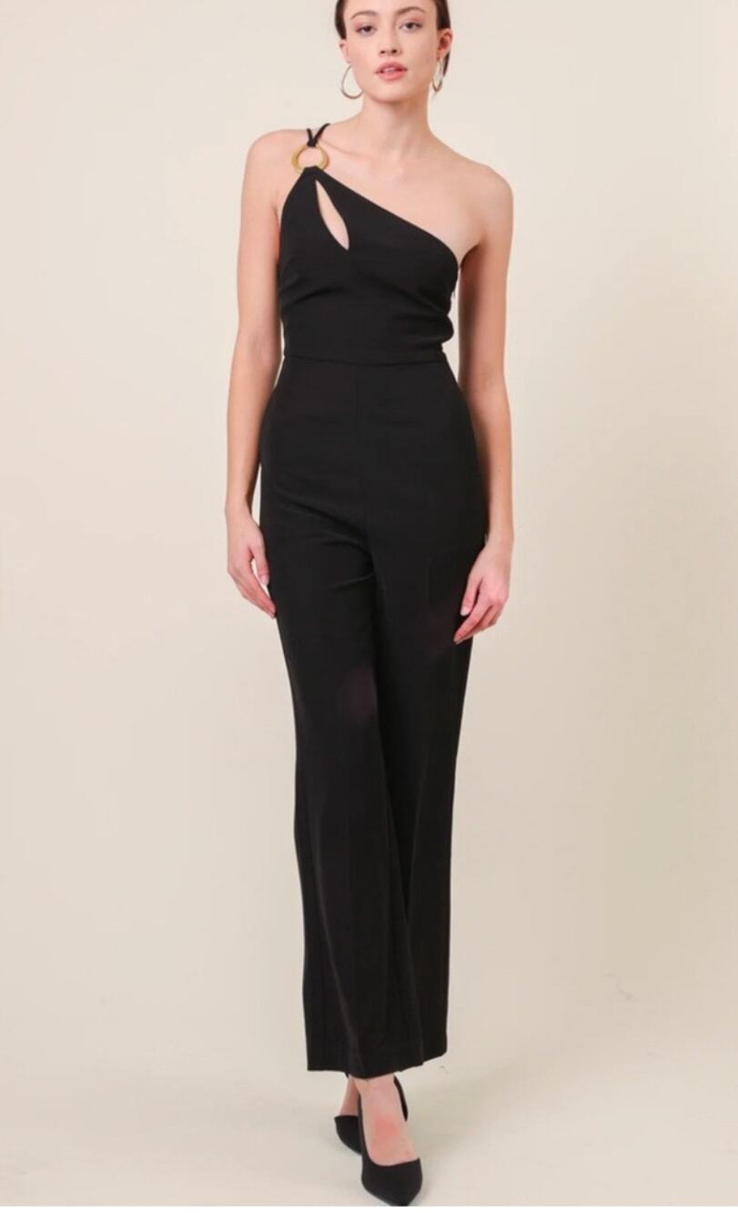 LINE & DOT Vaughn Jumpsuit Extra Small Black NWT Gold Detail Cocktail Evening